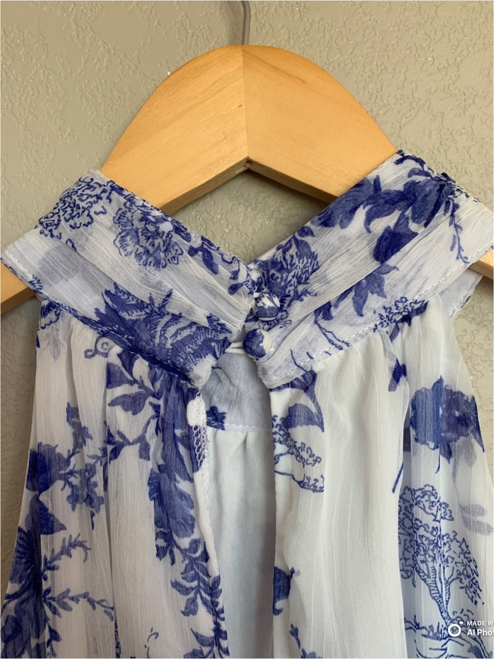 Lulus Large Float To You White & Blue Floral Print Halter Tiered Midi Dress NWT - Picture 9 of 15
